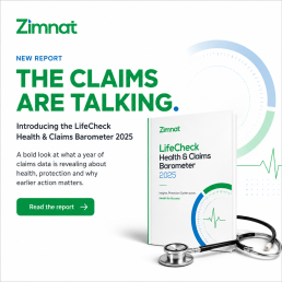 Zimnat LifeCheck Health & Claims Barometer 2025 feature image showing the report cover and launch headline “The Claims Are Talking” on a white background.